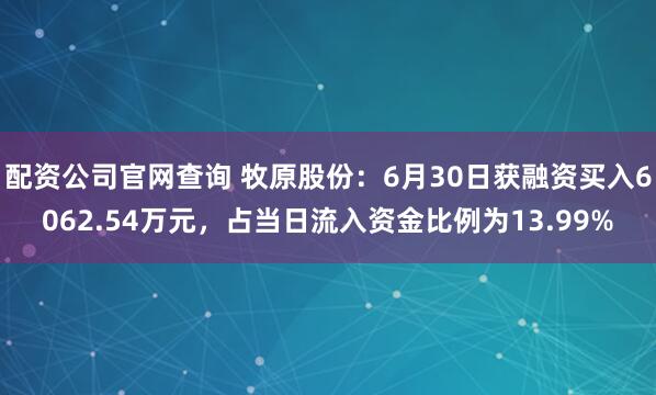 配资公司官网查询 牧原股份：6月30日获融资买入6062.54万元，占当日流入资金比例为13.99%